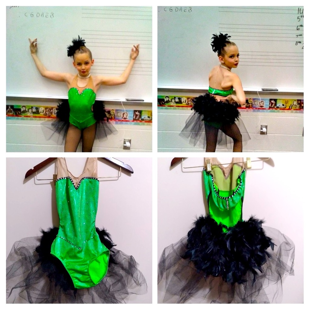 Musical theater, jazz, tap dance costume green and black